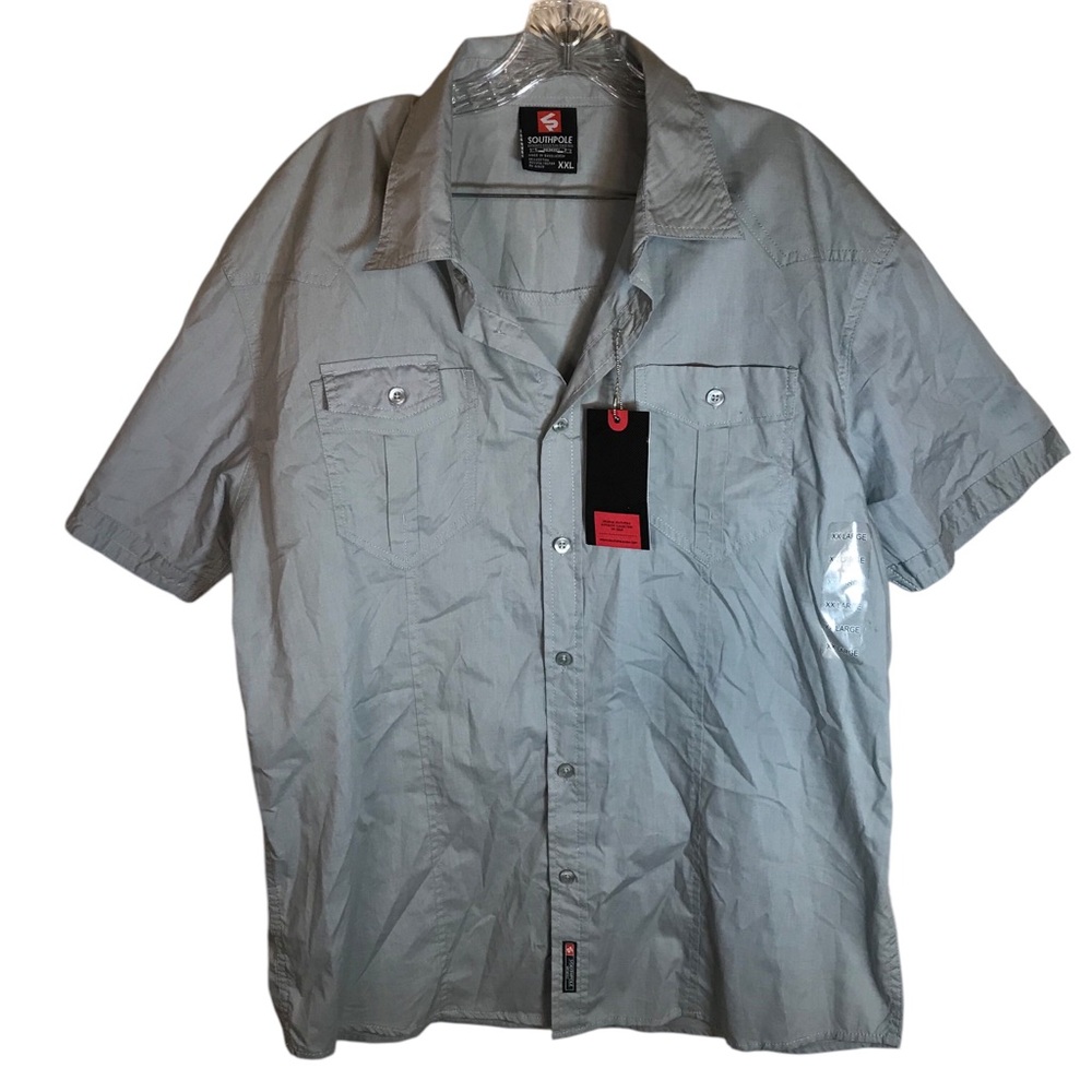 Southpole shirt men XXL short sleeve button up green casual western summer NWT